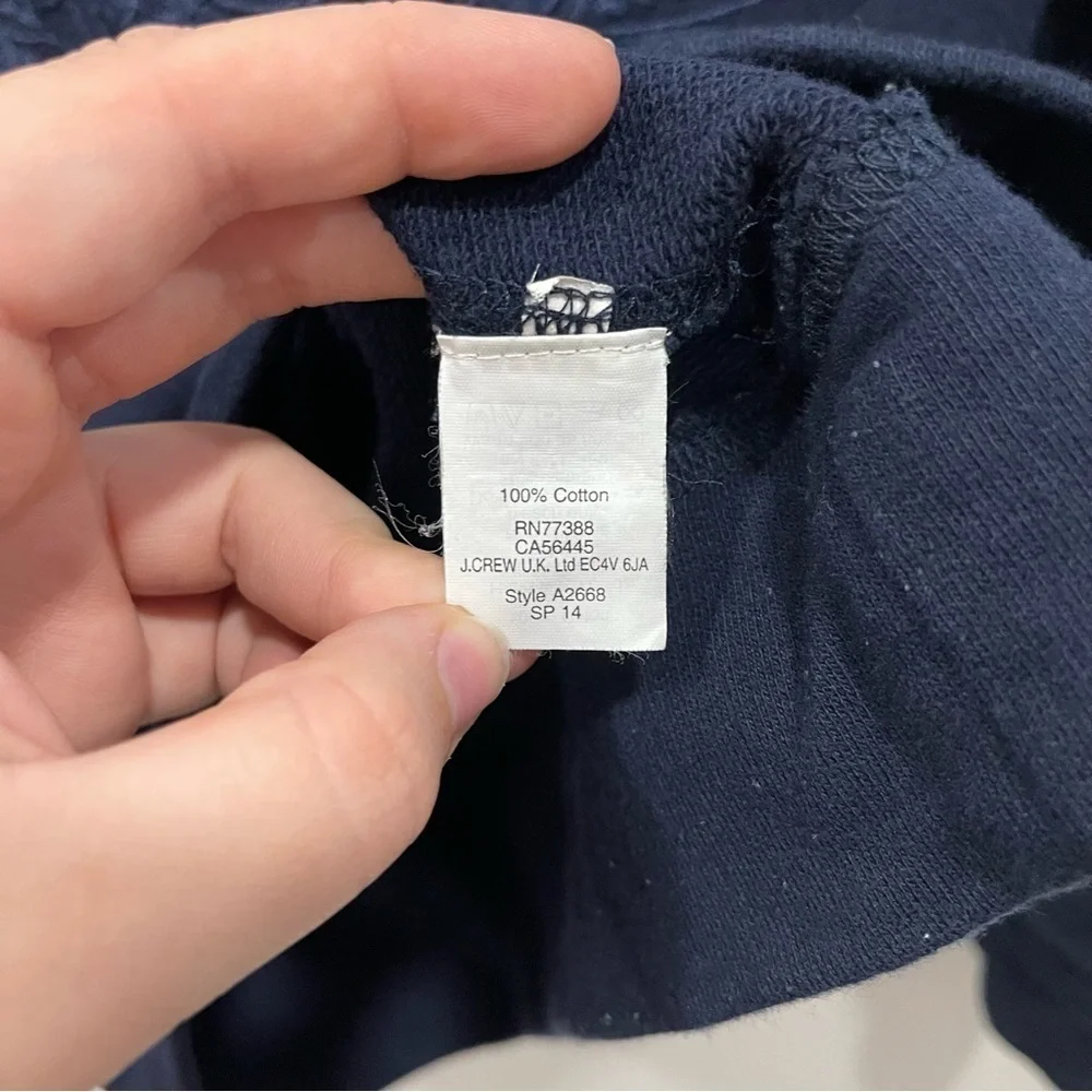 J. Crew Navy Cotton Embroidered Floral Sweatshirt Small
